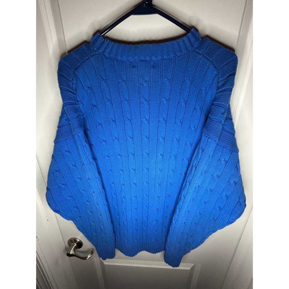 Vintage 90's IZOD Heavy Cable Knitted Blue Crewneck Sweater Sz Mens Large NWOT